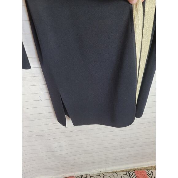 Exclusively Misook Black Midi Cardigan w Metallic Gold Border Detail, sz Large - Picture 7 of 16